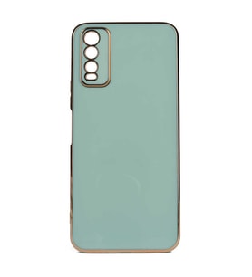 Vivo Y11S Kılıf Kamera Korumalı Altın Kenar Tasarım Silikon (Açık Yeşil)