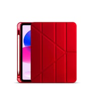 Apple iPad 10.9 2022 (10.Nesil) Uyumlu Kılıf Zore Tri Folding Kalem Bölmeli Standlı Kılıf (Kırmızı)