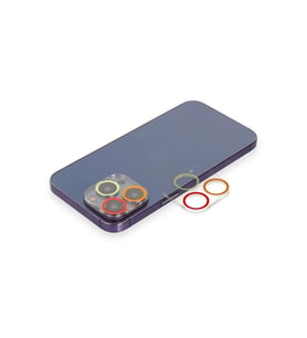 Newface Apple iPhone 13 Pro Max Renkli Kamera Lens Koruma Cam - Turuncu-Kırmızı