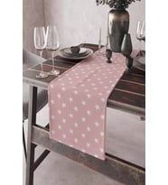 Pembe Yıldız Desenli Premium Masa Örtüsü Runner RNR310