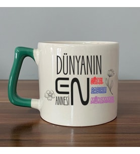Dünyanın En Annesi Baskılı Yeşil Kulplu D Kupa