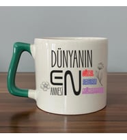 Dünyanın En Annesi Baskılı Yeşil Kulplu D Kupa