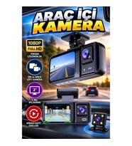DVR Araç İçi Kamera Ön İç ve Arka Kamera 2 İnç IPS Ekranlı 1080P Full HD Çift Kamera Sistemi