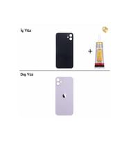iPhone 11 Mor Arka Kapak Arka Cam Batarya Kapağı Lazer Kesim Kapak Pil Kapağı + B-7000 Yapıştırıcı