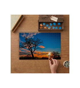 Günbatımında Kurumuş Ağaç Tasarımı 240 parça Ahşap Puzzle Ahşap Kutuda MP00174