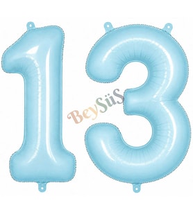 13 Rakam Folyo Balon Mavi Rengi (76 cm)