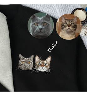 Kişiye Özel Evcil Hayvan Nakışlı Tişört – Sevimli Dostunuzun Şıklığıyla Her An Yanınızda –  Unisex Tasarım-2'li Tasarım-2 Adet Evcil Hayvan (Siyah)