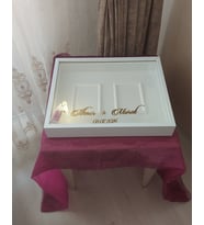 40x50 Cm Beyaz Çift Fotoğraf Bölümlü Çerçeve! İsimli+Ledli! Gül Anı Çerçevesi