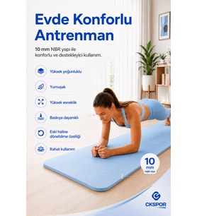 CKSpor 10 mm Konfor Doku Kaymaz Nbr Mat Taşıma Askılı Pilates Egzerisiz Minderi
