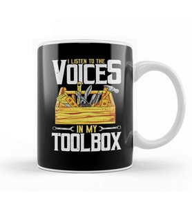 I Listen To The Voices In My Toolbox Handyman Joke Kupa Bardak Porselen