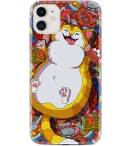 Apple iPhone 11 12 13 Mini Kılıf Desemli Silikon Tombul Kedi 1739