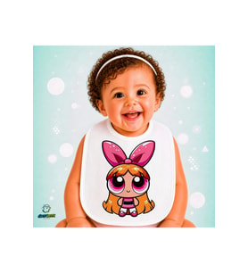 Powerpuff Girls Keten Bebek Mama Önlüğü – Yumuşak, Emici, Yıkanabilir, Özel Tasarım P165