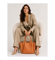 Glanzia Vera Cognac Tote Kadın Omuz Çantası Taba Büyük Boy Günlük Kullanım Şık Minimal Tasarım