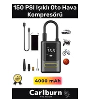 Premium Kablosuz Oto Araç Mini 4000mAh Powerbank 150 PSI Işıklı Aydınlatmalı Oto Hava Kompresörü