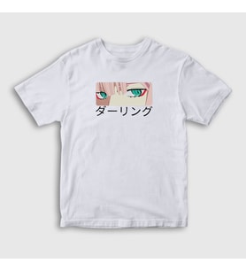 Presmono Unisex Çocuk Beyaz Zero Two Anime Darling In The Franxx T-Shirt 355107tt (Beyaz)