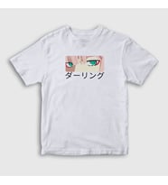 Presmono Unisex Çocuk Beyaz Zero Two Anime Darling In The Franxx T-Shirt 355107tt (Beyaz)