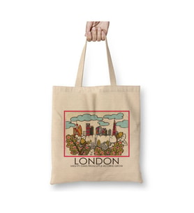 London England Londra İngiltere Beyaz Bez Çanta Uzun Saplı Alışveriş Çantası Plaj Çantası