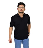 Erkek Gömlek Yaka Tişört T6064 BGL-ST04541 (Siyah)