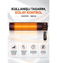 Sunstar Profesyonel 1800 W Kumandalı Halojen Isıtıcı – 6 Kademeli Uzaktan Kontrol, Zamanlayıcı ve De