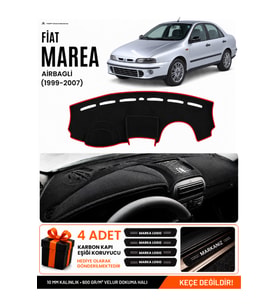 FIAT MAREA (1999-2007) AİRBAGLİ Uyumlu Torpido Örtüsü Torpido Kılıfı - Siyah Kırmızı