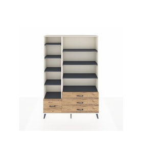 Arges Dolap 9 Raflı 4 Çekmeceli  132x30x195 Aytaşı-Antrasit/Çam