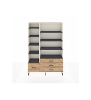 Arges Dolap 9 Raflı 4 Çekmeceli  132x30x195 Aytaşı-Antrasit/Çam