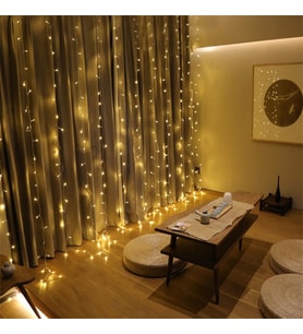 8 Fonksiyonlu 200 Led 10 Saçak Şerit Led 2x2 Perde İp Led (Gün Işığı) (5343)