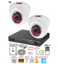 FURY 2 Kameralı 5mp 3.6mm Lens 2mp Görüntü 6 Atom Led Gece Görüşlü FullHd Güvenlik Kamerası 1412A 1 TB