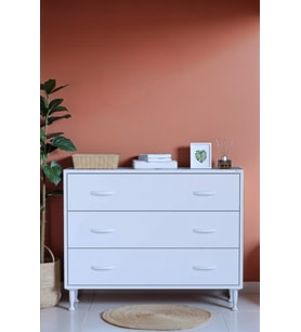 Eliusta Seçer 3 Çekmeceli 100 cm Banyo ve Mutfak Dolabı Beyaz 100x75x32,5 cm Çok Amaçlı Organizer Dolap