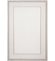 Krem Bej Kahverengi Geometrik Çerçeveli Modern Kaymaz Taban Makinede Yıkanabilir Salon Halısı Dijital Baskı