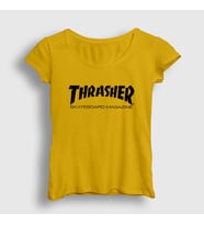 Presmono Kadın Sarı Logo V5 Thrasher T-Shirt 279228tt (Sarı)