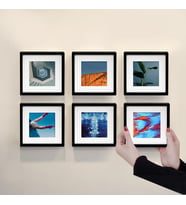Yapışkanlı Sök-Tak Paspartulu Siyah 14x14cm POLA Kare Fotoğraf Çerçevesi - 6'lı Paket