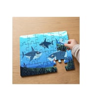 Sevimli Köpekbalıkları Tasarımlı 24 Parça Ahşap Çocuk Puzzle