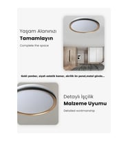 Gold 50cm Avize, 45watt, Beyaz Işık, Yuvarlak Gold Çerçeve, Led Avize, Modern Ev Lamba