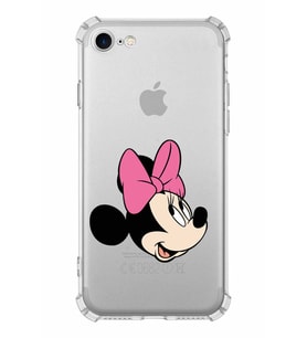 Apple iPhone 7 Uyumlu Köşe Korumalı Antişok  Kapak Minnie Mouse Tasarımlı Şeffaf  Kılıf