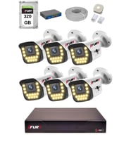 FURY 15 Warm LED Ip Güvenlik Kamera Seti 6 Kameralı Sesli 4mp Gece Renkli Su Geçirmez 1403s 320GB