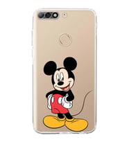Huawei Y7 2018  Kamera korumalı Kapak Mickey Mouse Tasarımlı  Şeffaf Kılıf