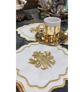 Liva Gold 6'lı Kokteyl Kahve Sunum Peçetesi Nakış İşlemeli Sunumluk Peçete
