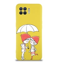 Oppo Reno 4 Lite Uyumlu Lansman Kılıf Aşk Tasarımlı İçi Kadife Kapak-Sarı (Şeffaf)