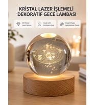 USB Bağlantılı Işıklı Kristal Küre Modern Ahşap Tabanlı Dekor