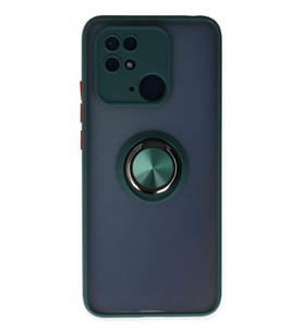 Newface Xiaomi Redmi 10C Kılıf Montreal Yüzüklü Silikon Kapak - Yeşil