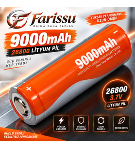 Farissu 3.7V 9000 mAh Şarj Edilebilir Li-ion (Lityum-İyon) Pil