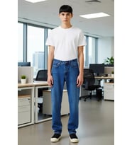 Erkek Açık Essential Fit Düz Kesim Kot Pantolon Fonksiyonel Dayanıklı Kaliteli Konforlu Şık