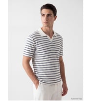 LC WAIKIKI İndigo Polo Yaka Çizgili Erkek Tişört