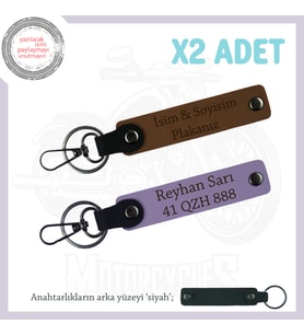 Yolculuk Yapmayı Sevenlere İsim Ve Plaka Yazılı Hediyelik x2 Anahtarlık Set, Kahve-Mor-Syh
