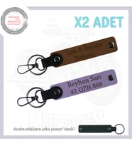 Yolculuk Yapmayı Sevenlere İsim Ve Plaka Yazılı Hediyelik x2 Anahtarlık Set, Kahve-Mor-Syh