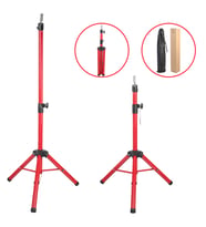 Kuaför Eğitim Mankeni İçin Metal Tripod / Kırmızı + Taşıma Çantası