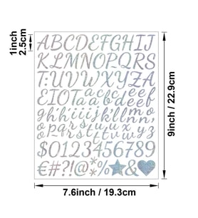 Büyük Boy El Yazısı Simli Harf Sticker Seti 2.5 cm Kaligrafi Albüm Etiketi Gümüş