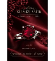 Sertifikalı Kırmızı Safir Hürrem Model 925 Ayar Gümüş Ayarlanabilir Kadın Yüzük 5 Karat