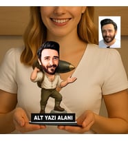Kişiye Özel Seyitonbaşı Erkek Karikatürlü 18 cm MDF Masaüstü Biblo - Masaüstü Hediye